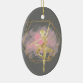 Aangepast goud olie Ballerina Dance Gray Pink Keramisch Ornament (Rechts)