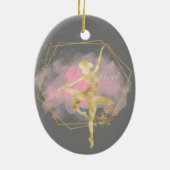 Aangepast goud olie Ballerina Dance Gray Pink Keramisch Ornament (Achterkant)