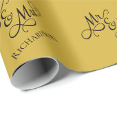 Aangepast goud pasgetrouwd koppel inpakpapier (Rol Hoek)