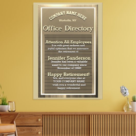 Aangepast Goud Pensioen Teken Canvas Afdruk (Insitu (Woonkamer))