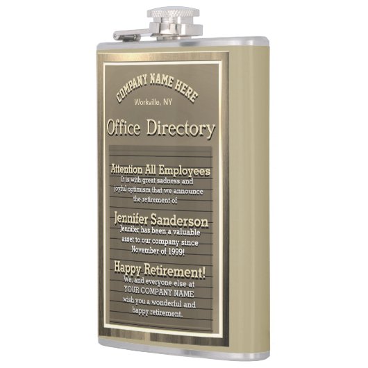 Aangepast Goud  Pensioen Teken Heupfles (Links)