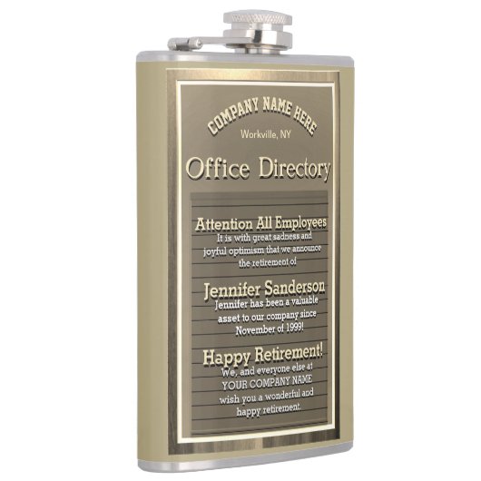 Aangepast Goud Pensioen Teken Heupfles (Rechts)