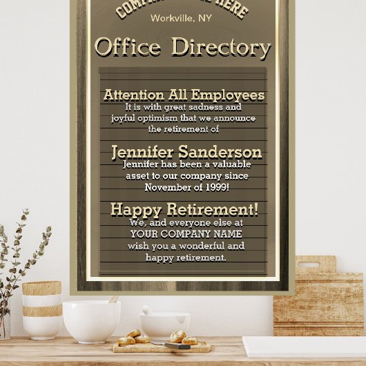 Aangepast Goud  Pensioen Teken Poster (Keuken)