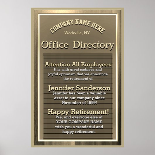 Aangepast Goud  Pensioen Teken Poster (Voorkant)
