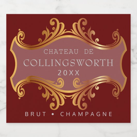 Aangepast goud, volledig formaat sparkling wijnetiket (Enkel label)