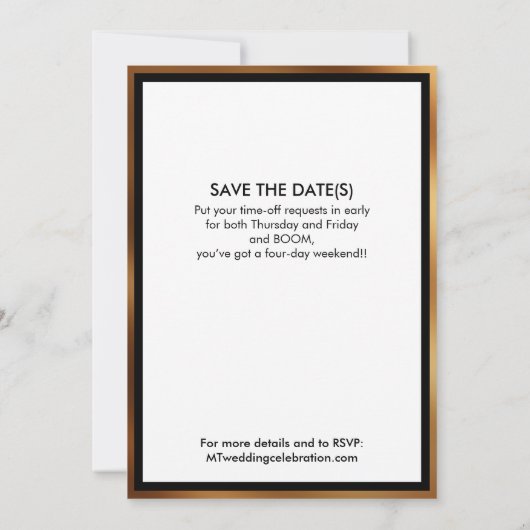 Aangepast Goud Zwart en Wit Kaart (Achterkant)