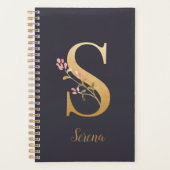 Aangepast goudblauw elegant monogram S Planner (Voorkant)