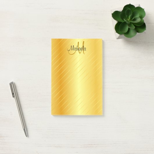 Aangepast gouden blik Monogram Modern Elegant Post-it® Notes (Kantoor)