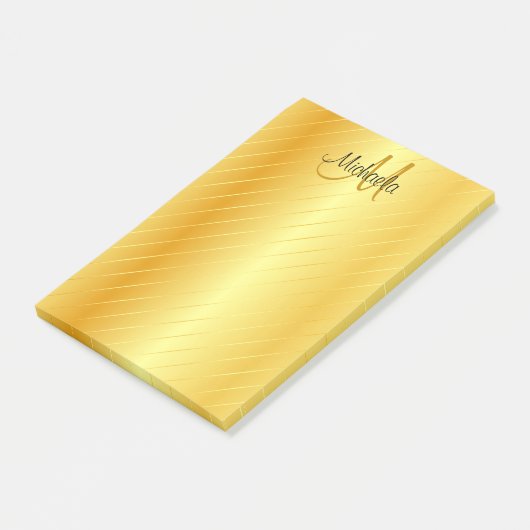 Aangepast gouden blik Monogram Modern Elegant Post-it® Notes (Schuin)