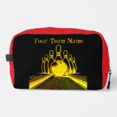 Aangepast gouden bowlingteamlogo toilettasje (Voorkant)