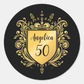 Aangepast gouden embleem ronde sticker (Voorkant)