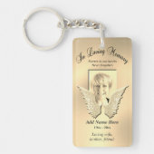 Aangepast gouden gedenkteken Engel Wings Foto toev Sleutelhanger (Voorkant)