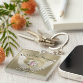 Aangepast gouden gedenkteken Engel Wings Foto toev Sleutelhanger (Voorkant Rechts)