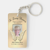 Aangepast gouden gedenkteken Engel Wings Foto toev Sleutelhanger (achterkant)