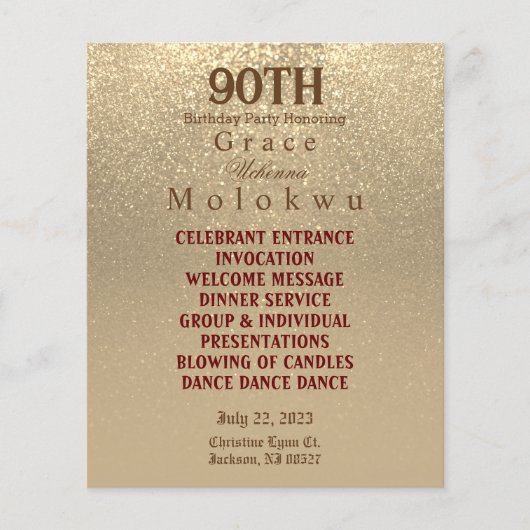 Aangepast - Gouden Glitter - Menu (Voorkant)