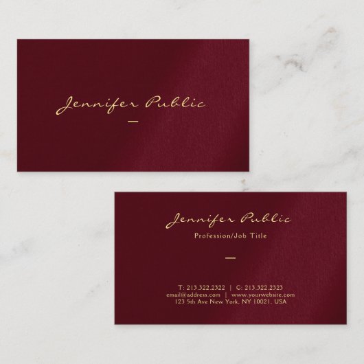 Aangepast gouden kleurenscript Luxury Premium Thic Visitekaartje (Voorkant / Achterkant)