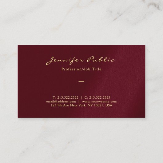 Aangepast gouden kleurenscript Luxury Premium Thic Visitekaartje (Achterkant)