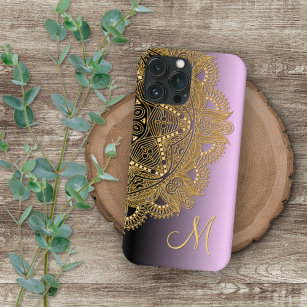 Aangepast gouden Mandala - kunstpatroon op roze Pa Case-Mate iPhone Case