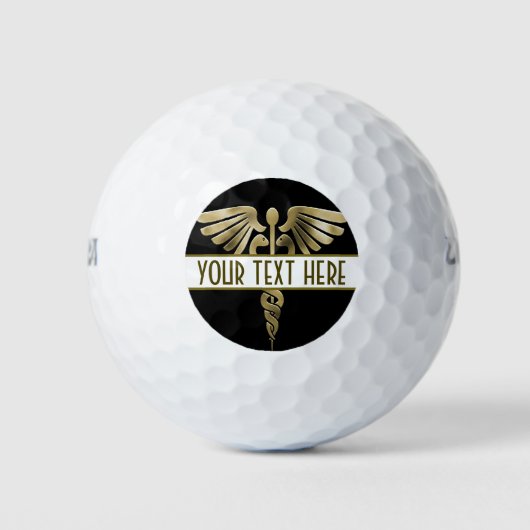 Aangepast gouden medisch symbool golfballen (Voorkant)