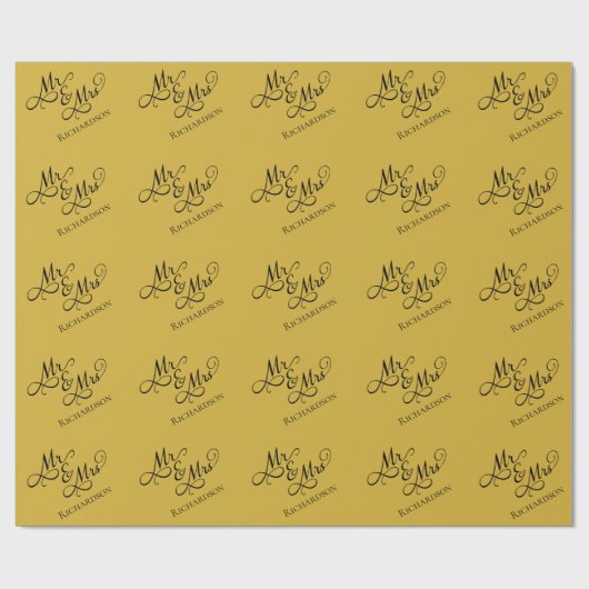 Aangepast Gouden Pas getrouwd Paar Inpakpapier (Vlak)