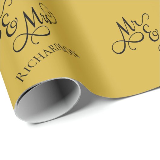 Aangepast Gouden Pas getrouwd Paar Inpakpapier (Rol Hoek)