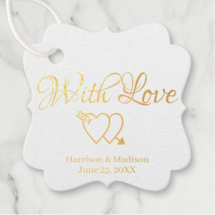 Aangepast gouden script harten Weddenschap Bedankjes Labels