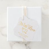 Aangepast gouden script harten Weddenschap Bedankjes Labels (Met doos)