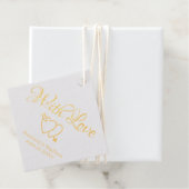 Aangepast gouden script harten Weddenschap Bedankjes Labels (Met doos)