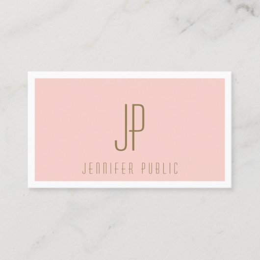 Aangepast gouden tekst Blush roze moderne monogram Visitekaartje (Voorkant)