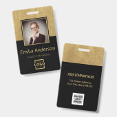 Aangepast gouden zakelijk logo streepjescode medew badge (Voor- en achterkant)