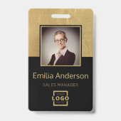 Aangepast gouden zakelijk logo streepjescode medew badge (Voorzijde)