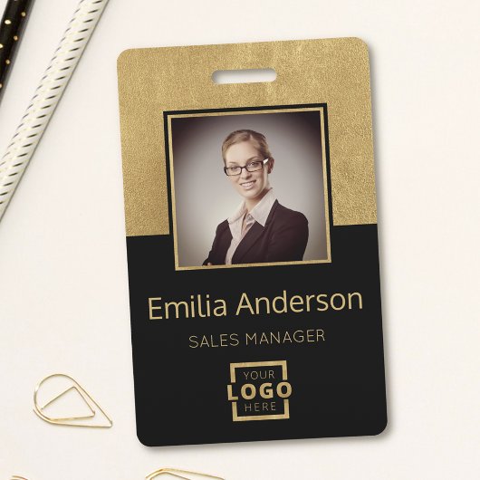 Aangepast gouden zakelijk logo streepjescode medew badge