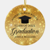 Aangepast goudgist Afstuderen monogram Glam Keramisch Ornament (Voorkant)