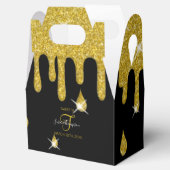 Aangepast goudglitter-effect na geboorte bedankdoosjes (Geopend)