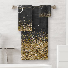 Aangepast goudglitter zwart monogram