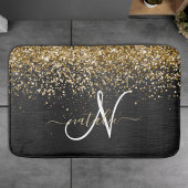 Aangepast goudglitter zwart monogram badmat