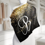 Aangepast goudglitter zwart monogram bandana<br><div class="desc">Pas dit trendy elegant bandana-ontwerp met  gouden mousserende glitter op een zwarte geborstelde metalen achtergrond eenvoudig aan.</div>