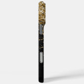 Aangepast goudglitter zwart monogram Case-Mate iPhone case (Achterkant / Rechts)