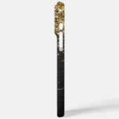 Aangepast goudglitter zwart monogram Case-Mate iPhone case (Achterkant / Links)