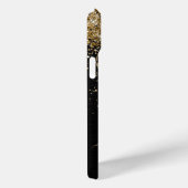 Aangepast goudglitter zwart monogram Case-Mate iPhone case (Achterkant / Rechts)