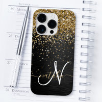 Aangepast goudglitter zwart monogram