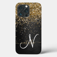 Aangepast goudglitter zwart monogram