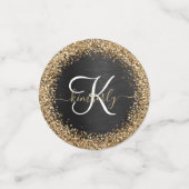 Aangepast goudglitter zwart monogram confetti (Kleine voorkant)