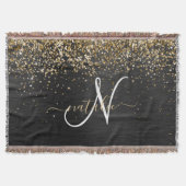 Aangepast goudglitter zwart monogram deken (Voorkant)