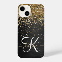 Aangepast goudglitter zwart monogram