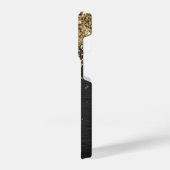 Aangepast goudglitter zwart monogram iPhone hoesje (Linkerkant)