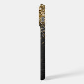 Aangepast goudglitter zwart monogram iPhone hoesje (Linkerkant)