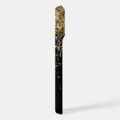 Aangepast goudglitter zwart monogram iPhone hoesje (Rechterkant)