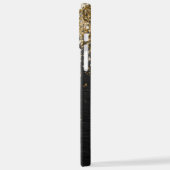 Aangepast goudglitter zwart monogram iPhone hoesje (Linkerkant)