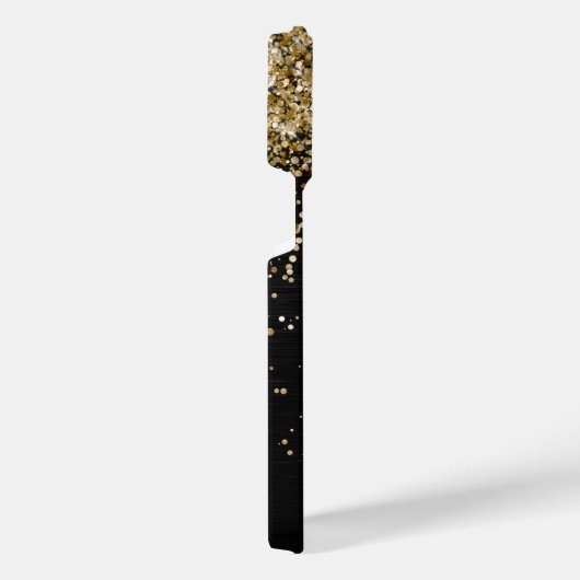 Aangepast goudglitter zwart monogram iPhone hoesje (Rechterkant)